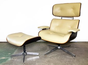 Mr. Chair Lounge Chair & Ottoman By George Mulhauser For Plycraft With Chrome Bases - Restored