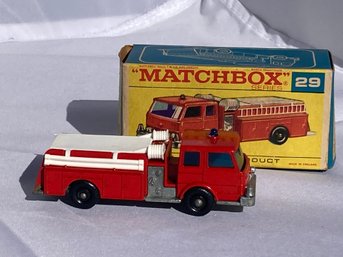 Collector's Grade 1960S MATCHBOX DIECAST CAR- #29 FIRE PUMPER TRUCK