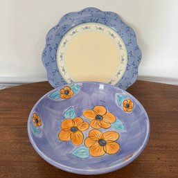 A Cheerful Duo - 13 Inch Pasta Bowl And 14 Inch Cake Platter