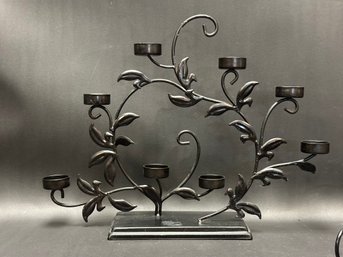 A Fun Tree-Form Tealight Candelabra & Compatible Three-Light Candelabra