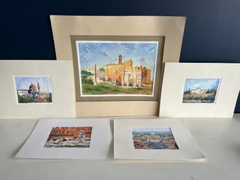 Signed Watercolors Of Italy, Unframed