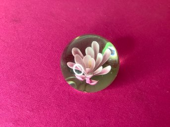 Pink Flower Glass Paperweight