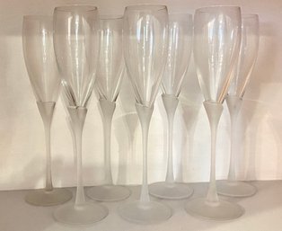 Seven Frosted Tulip Champagne Flutes