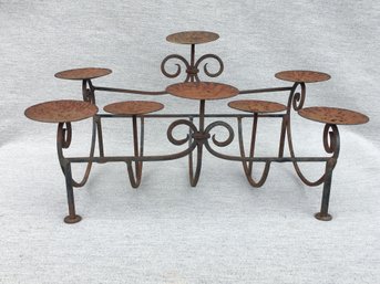 Very Nice Vintage Wrought Iron Multiple Candle Stand For Pilar Candles - Hand Made - Nice Rusty Patina !