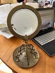 Solid Brass Hand Mirror On Brass Stand