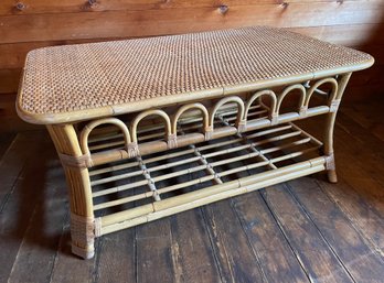 Mid Century Bamboo And Cane Coffee Table