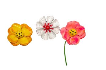 3 Vintage Flower Brooches