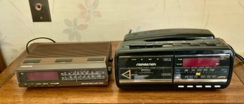 2 Vintage Electric Alarm Clocks ~ One With Radio, Phone & Cassette Player ~