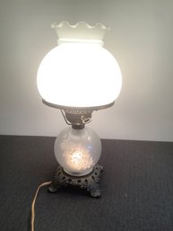 Floral Frosted Hurricane Glass Lamp