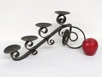 A Gothic Wrought Iron Candle Stand For Large Ball Or Pillar Candles.