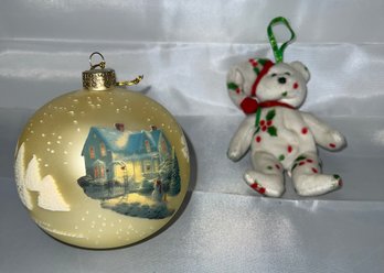 Thomas Kinkade Brushworks Collection (Blessing Of Christmas 4') TY Beanie Babies 1998 Holiday Teddy Bear