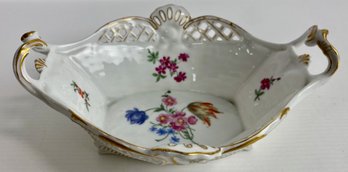 Vintage Porcelain Floral Garden Basket