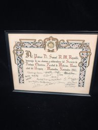 Vintage Framed Signed Document