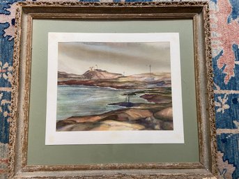 Coastal And Beach Painting Watercolor Matted Framed 30x27