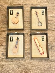 Set Of 4 - Miniature Framed Traditional Chinese Stringed Instruments