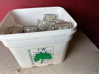 White Bucket Of Canning Jars