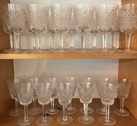 Twenty Four Vintage Cut Crystal Wine Glasses