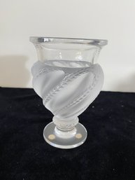 Vintage Lalique France Satin Glass Swirl Vase