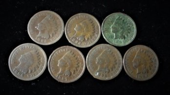 7 U.S. Indian Head Pennies, 1889-1898