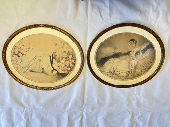 Pair Of Oval Frame Louis Icart C 1920 Prints