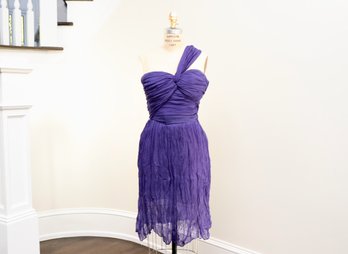 Blumarine Purple One-Shoulder  Crinkle Pleated Grecian Style Dress