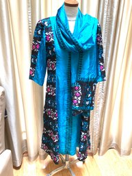 Blue Silk Tunic And Scarf