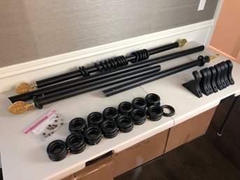 Black Adjustable Curtain Rods And Accessories