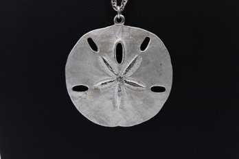 Impressive Sterling Silver Sand Dollar Pendant & Necklace