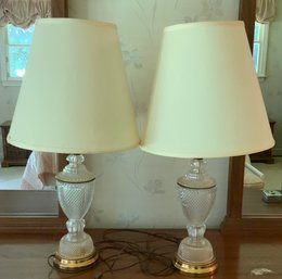 2 Vintage Pressed Glass Lamps