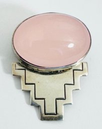 DESIGNER CAROL FELLEY STERLING SILVER HAND MADE ROSE QUARTZ BROOCH/PENDANT