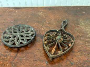 Pair Of Vintage Cast Iron Trivets (A)