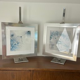 A Pair Of RH Adjustable Easels - Polished Nickel - Framed Photographs