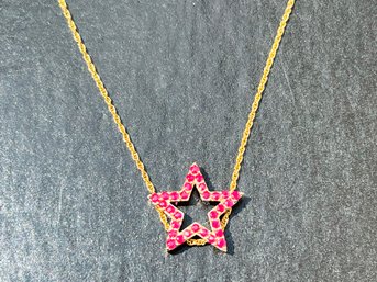14K Gold Pink Star Necklace