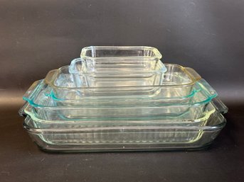 An Assortment Of Oblong Bakers In Clear Glass By Pyrex & More