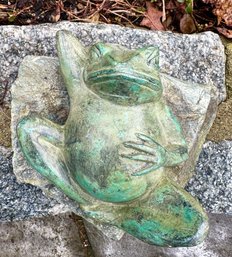 Stone Sculpture Of Adorable Sky Gazing Frog From Thailand