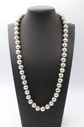 Large & Impressive Sterling Silver Bead Necklace