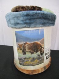 Royal Plush Raschel Throw - New - Bear Pattern