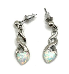 Beautiful Opal Color Inlay Dangle Earrings
