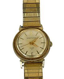 Gold Tone 'Sportsman' By Elgin 17 Jewel Men's Wristwatch