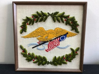 Embroidered Eagle Framed Art