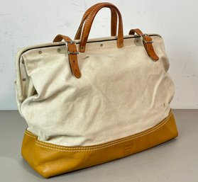 A Vintage Mason's Bag In Canvas And Leather By Heritage Leather