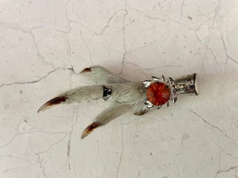 Silver Plated Scottish Grouse Claw Kilt Pin With Amber Cairngorm Stone