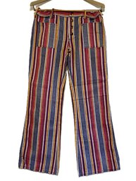 Super Snazzy Snap Front Striped Wide Leg Pants With Flat Front Pockets-Vintage