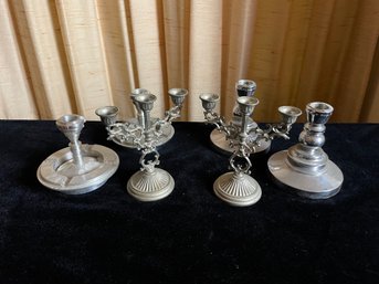 Lot Of Pewter Candlestick Holders