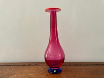 Erika Lagerbielke Designed Orrefors Studio Art Glass Footed Vase