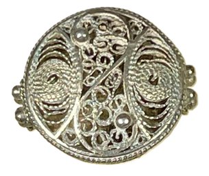 Silver Filigree Continental Ring Size 6