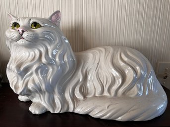 Large White Persian Ceramic Cat Figure/door Stop