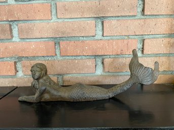 Cast Iron Laying Mermaid Figure Nautical Decor Statue