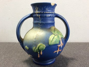 Blue Roseville Handled Vase