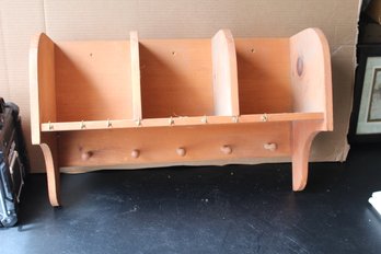 Pine Entry Rack Shelf, Keys, Coats, Etc